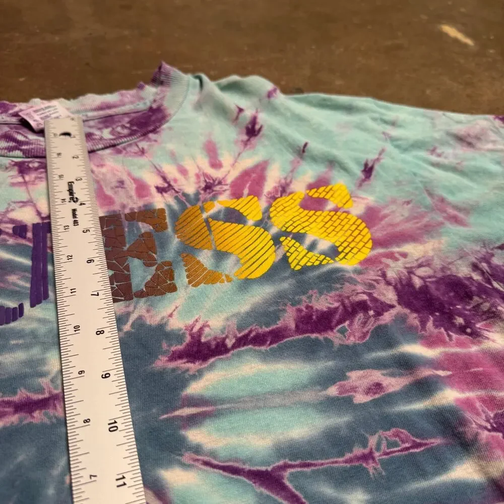 Vtg Tie-Dye GUESS T-Shirt – Multicolor Spiral Graphic Logo Tee – Delta Tag – SzL - Picture 3 of 11